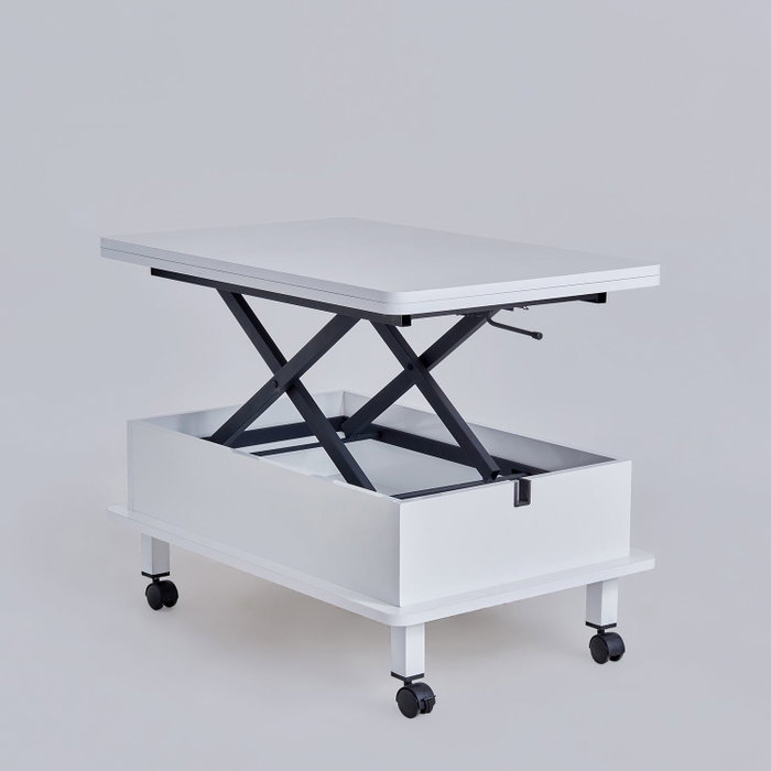 Hanah Home Helsinki Mesa de café Blanca con Ruedas